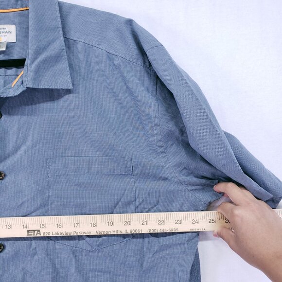 Quiksilver Waterman Collection XXL Blue Micro Check Mens Short Sleeve Shirt - Picture 5 of 16